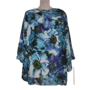 Yest Women’s Blue Green Floral Dress Boho Chiffon Size 12 Bag2